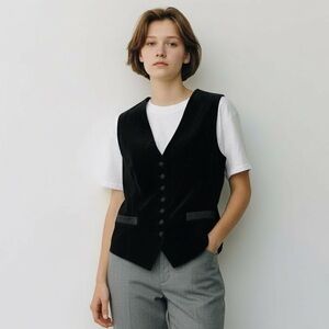 Vintage Metropolitan New York Black Velvet Button-Up Vest